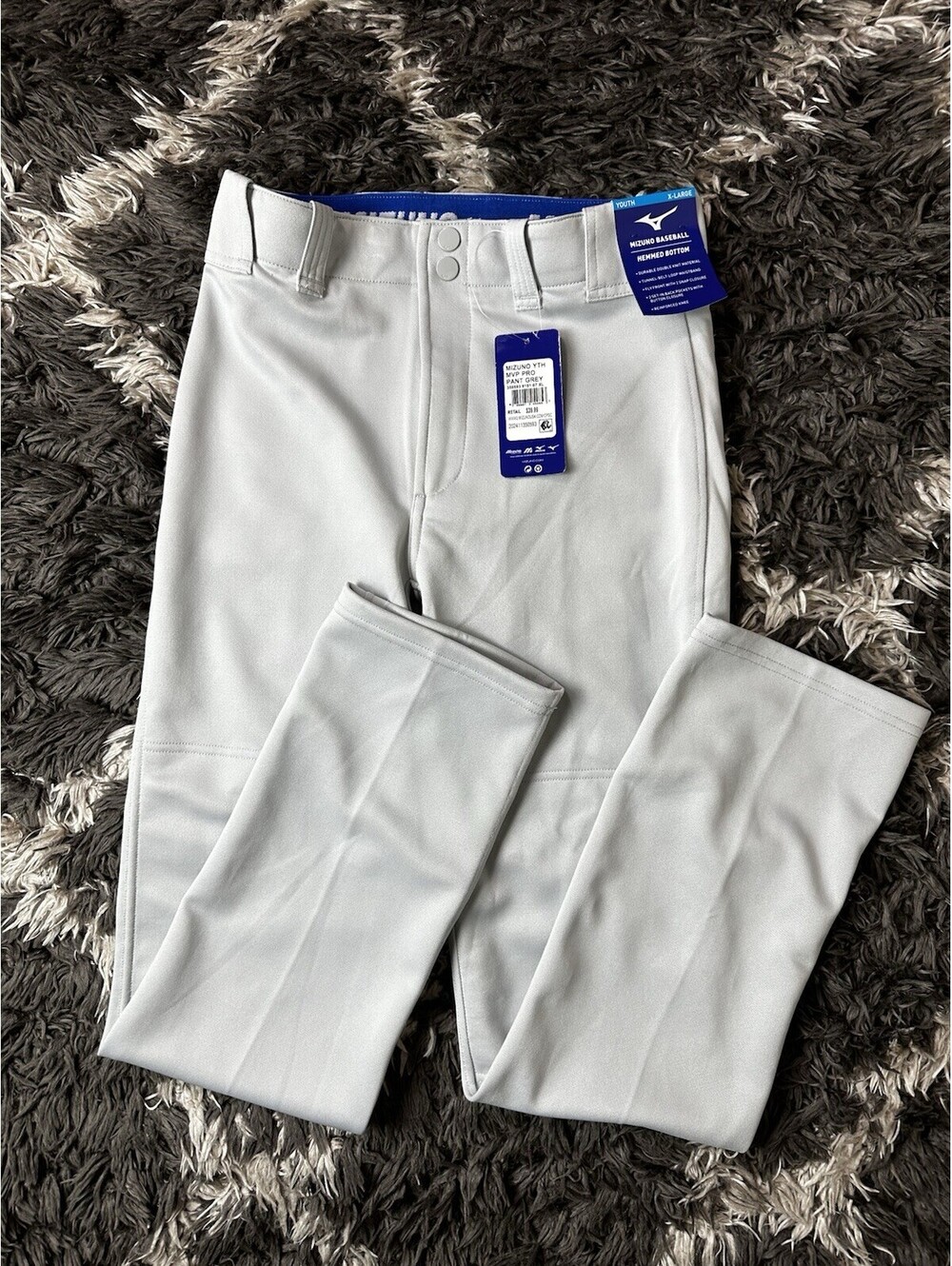 NWT Mizuno Youth MVP Pro Hemmed Baseball Pants Grey Size YXL